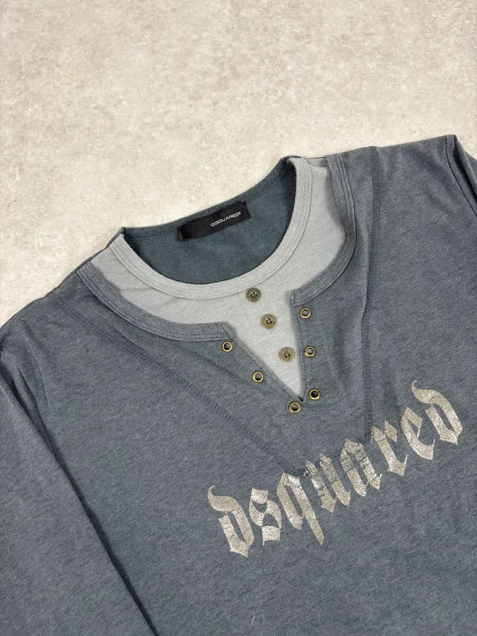 2000s Dsquared2 Obscure Henley Longsleeves JKvHzSV 4