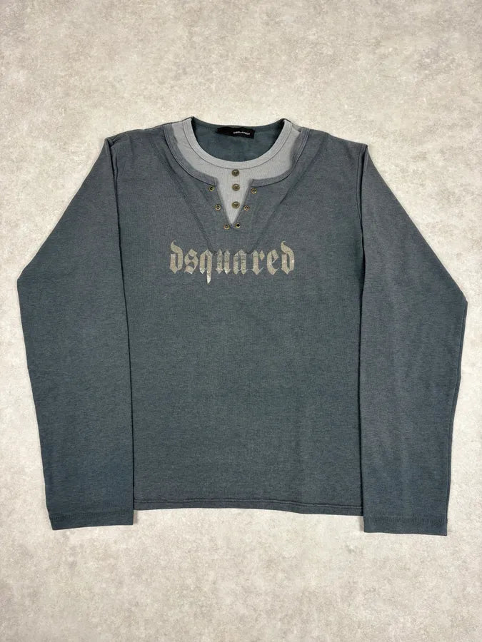 2000s Dsquared2 Obscure Henley Longsleeves JKvHzSV 0