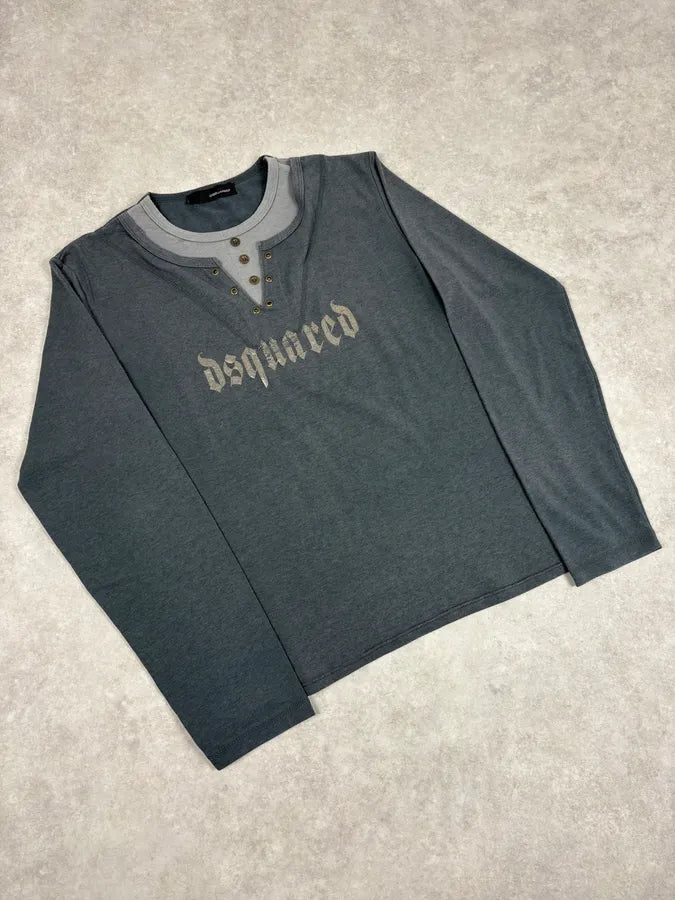 2000s Dsquared2 Obscure Henley Longsleeves JKvHzSV 3