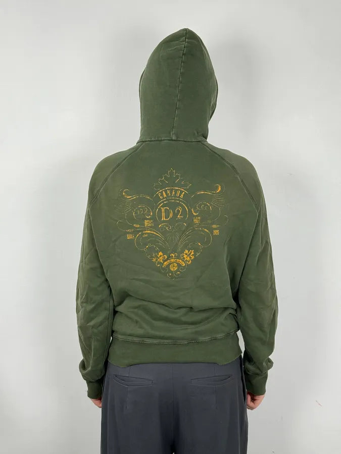 AW2006 Dsquared2 Olive Green & Yellow Propaganda Zip-up Hoodie FPTfktU 2