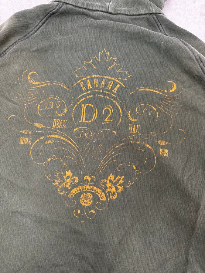 AW2006 Dsquared2 Olive Green & Yellow Propaganda Zip-up Hoodie FPTfktU 9