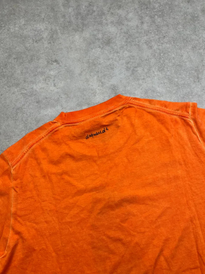 SS2015 Dsquared2 Orange Blue Cat T-Shirt FMfmPJU 5