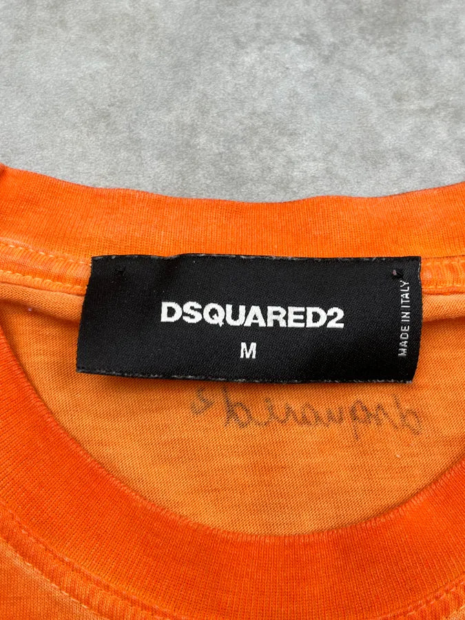 SS2015 Dsquared2 Orange Blue Cat T-Shirt FMfmPJU 6
