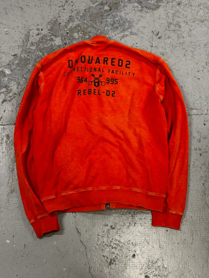 SS2014 Dsquared2 Orange Prisoner Zip-Up Sweater cPgInoi 3