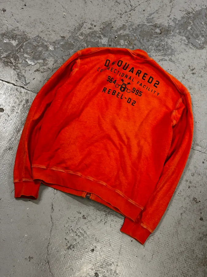 SS2014 Dsquared2 Orange Prisoner Zip-Up Sweater cPgInoi 6
