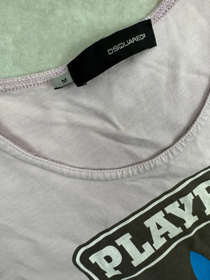 2000s Dsquared2 Playboy Squared Sleeveless Pink & Blue Tank Top NzruRGM 6