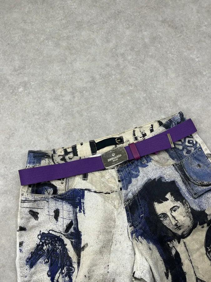 2000s Dsquared2 Purple Canvas Logo Belt OVLgUWy 0