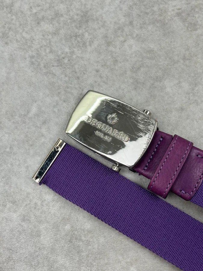 2000s Dsquared2 Purple Canvas Logo Belt OVLgUWy 3