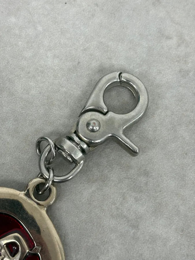 2000s Dsquared2 Red & Grey Propaganda Charm Logo Keychain amIljzn 3