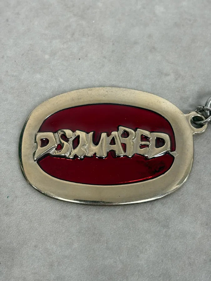 2000s Dsquared2 Red & Grey Propaganda Charm Logo Keychain amIljzn 2