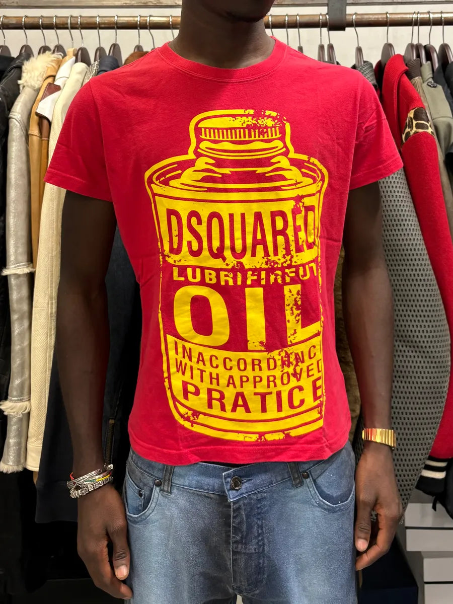 2000s Dsquared2 Red & Yellow Oil T-Shirt BCjBneR 1