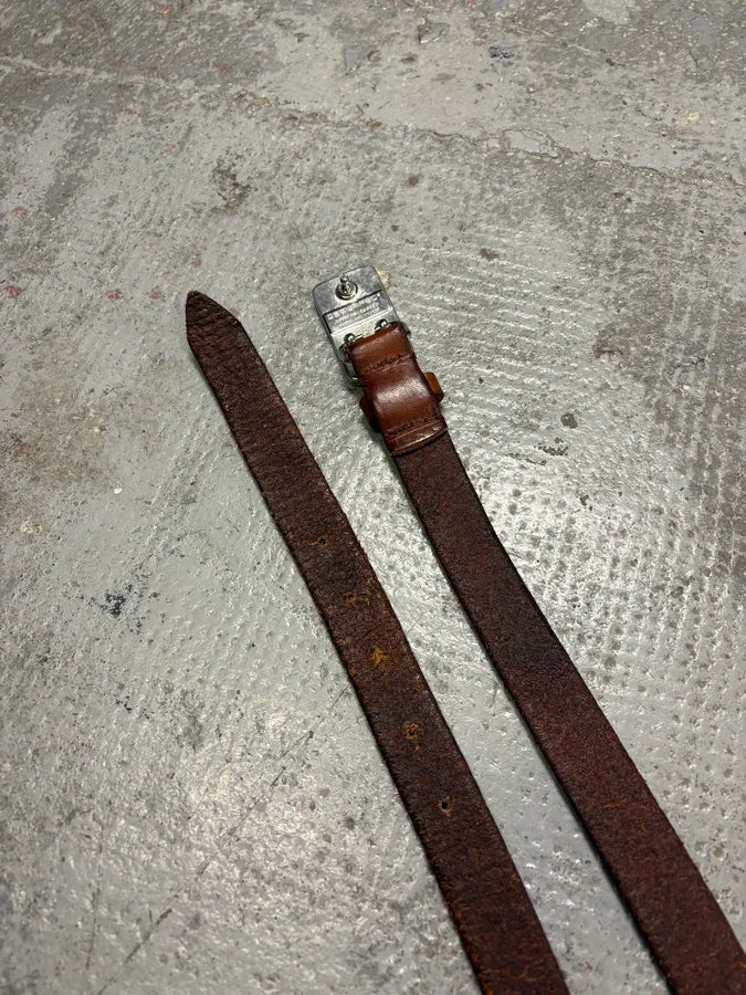 2000s Dsquared2 Red Buckle Brown Leather Belt ENrxYRy 3