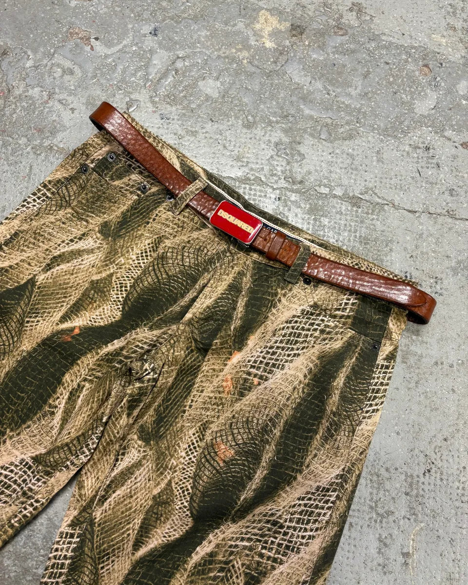 2000s Dsquared2 Red Buckle Brown Leather Belt ENrxYRy 0