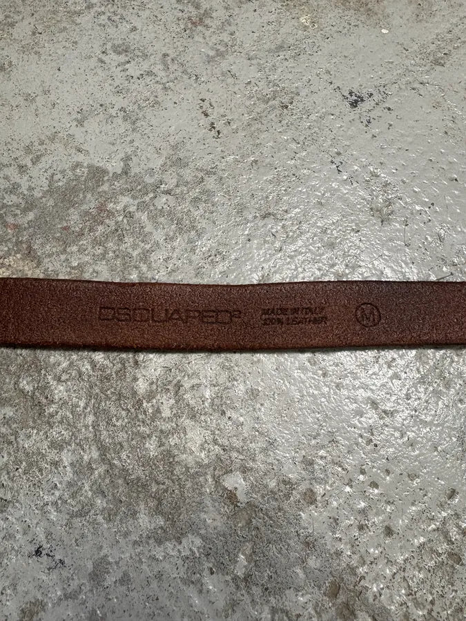 2000s Dsquared2 Red Buckle Brown Leather Belt ENrxYRy 7