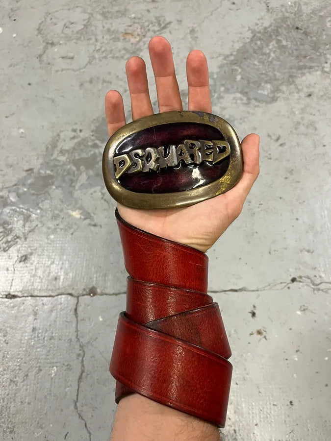 2000s DSquared2 Red Leather Premium Belt cUYOuMY 1