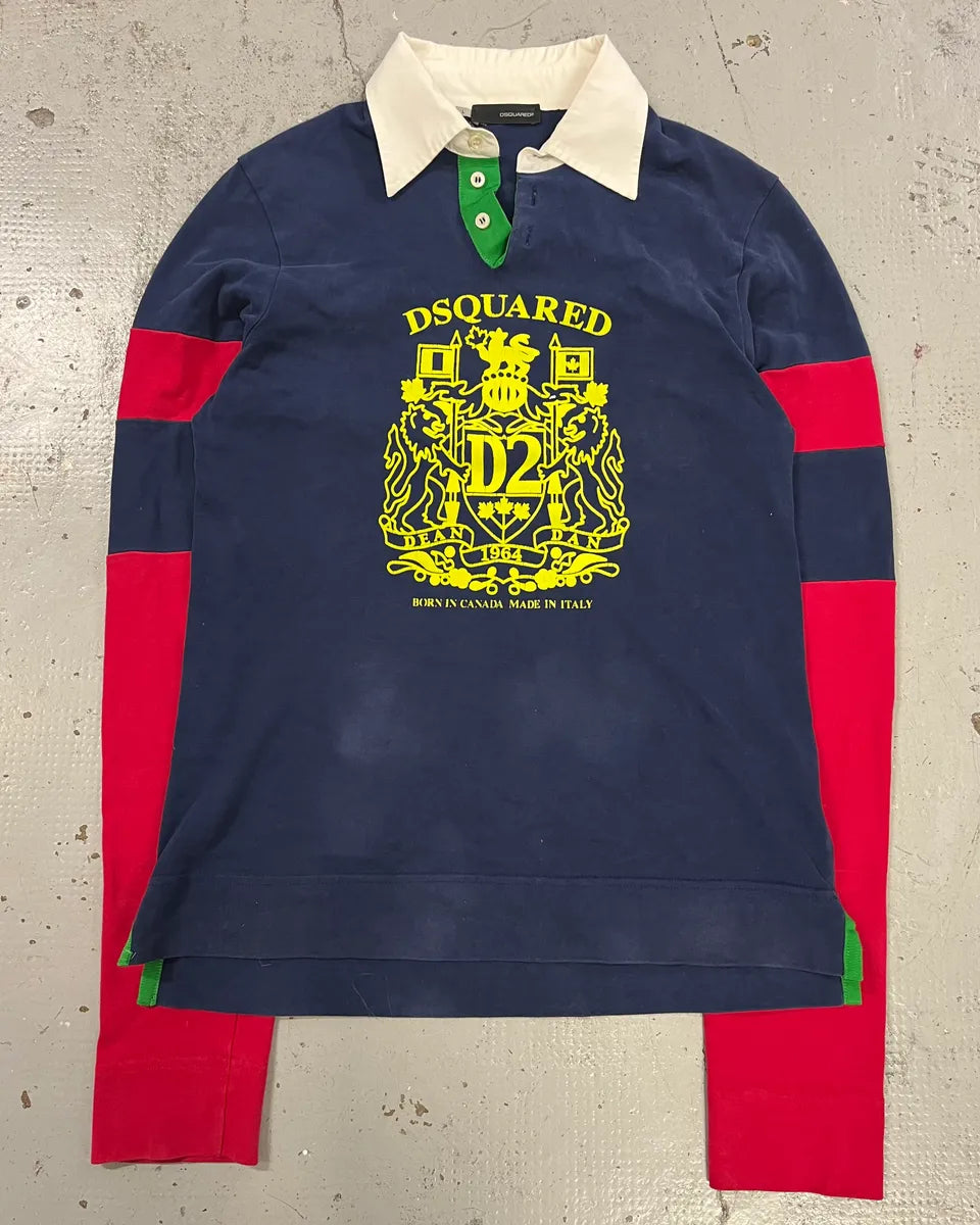 2000s Dsquared2 Red Sleeves Navy Longsleeve Polo hUYBeKx 4