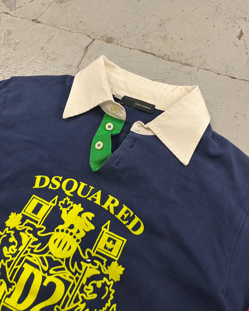 2000s Dsquared2 Red Sleeves Navy Longsleeve Polo hUYBeKx 5