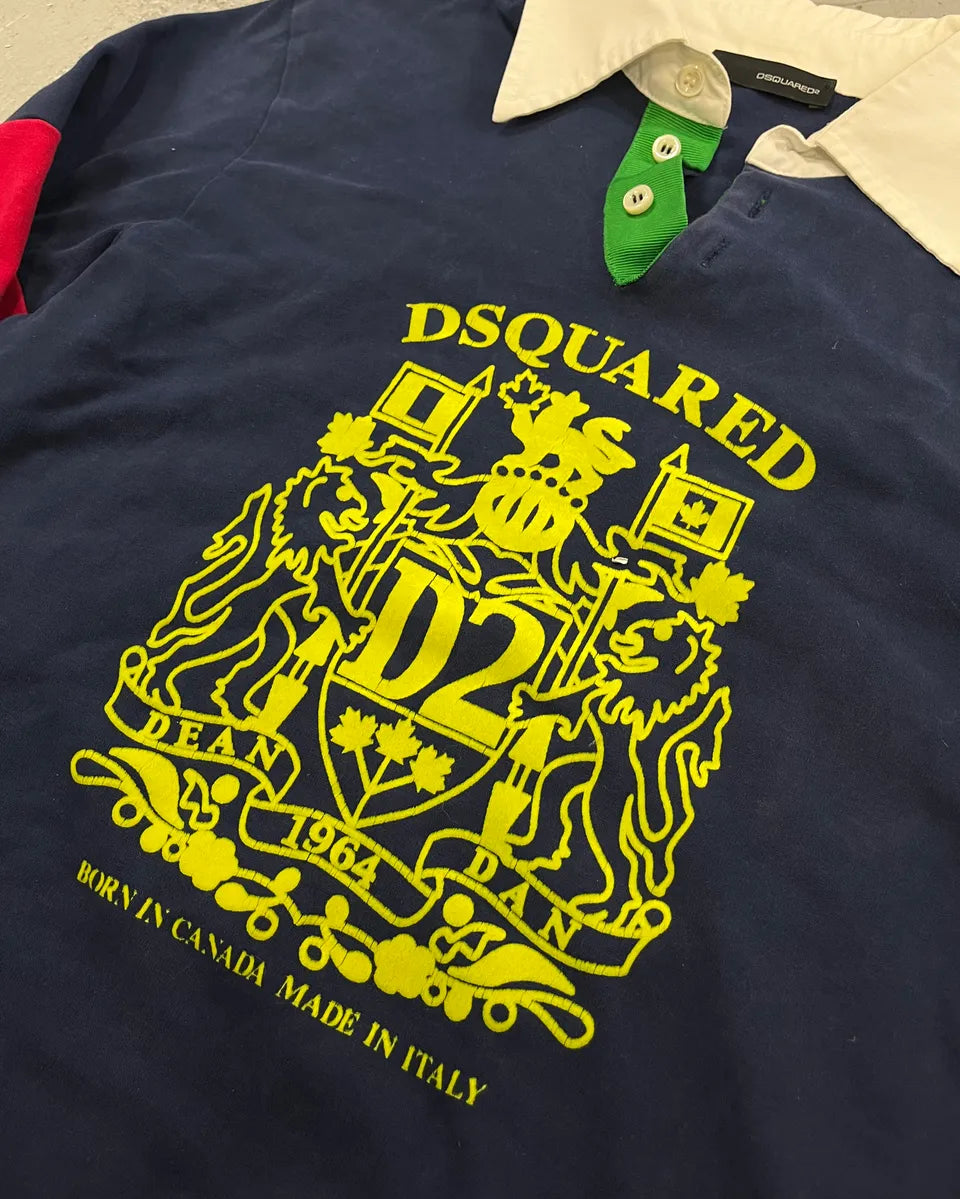 2000s Dsquared2 Red Sleeves Navy Longsleeve Polo hUYBeKx 6