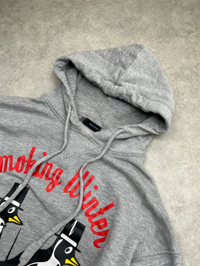 2000s Dsquared2 Smoking Winter Penguin Grey Hoodie AFXiGkj 5