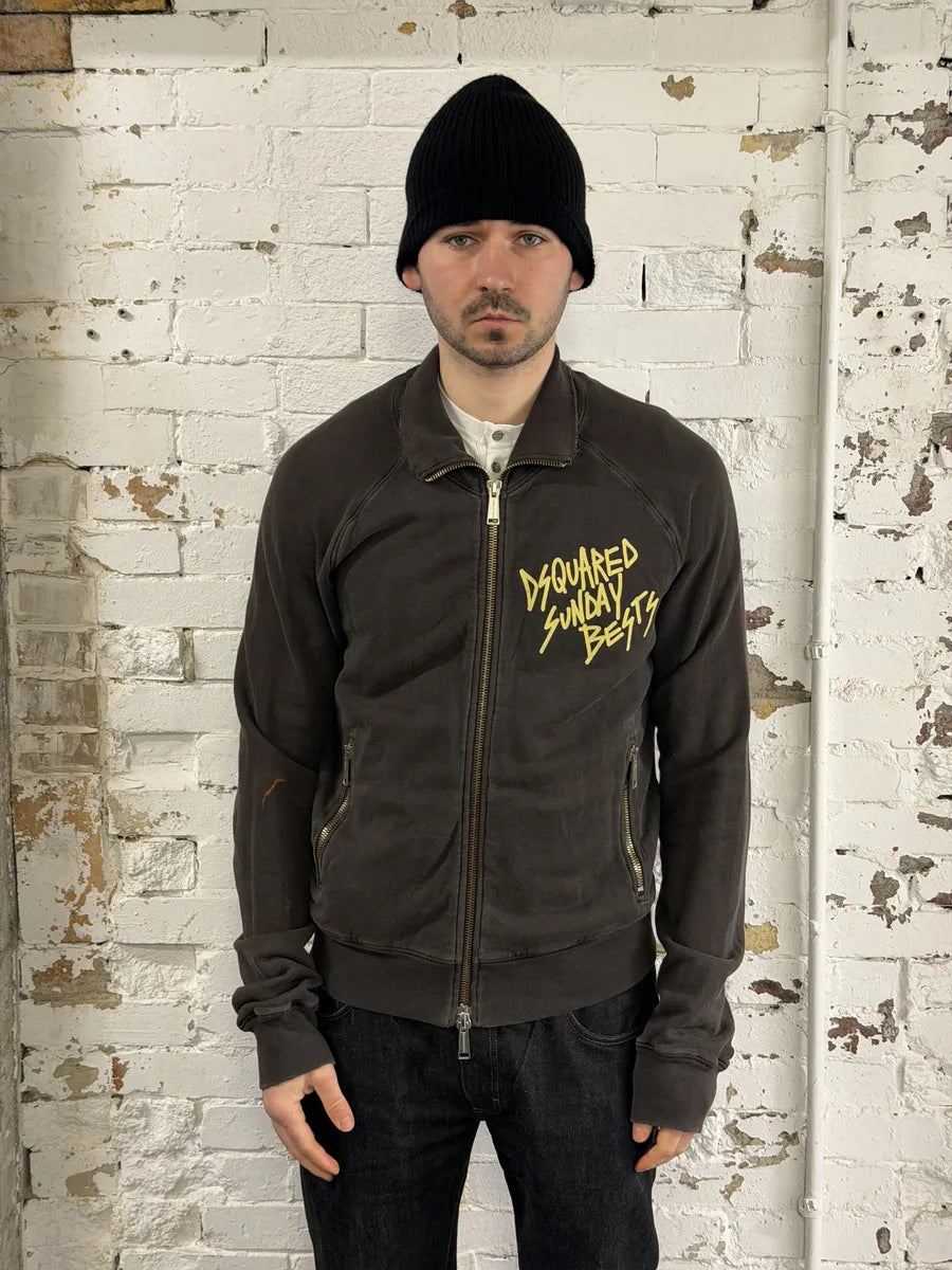 2000s Dsquared2 Sunday  Brown Zip-up Sweater TGmigRP 3