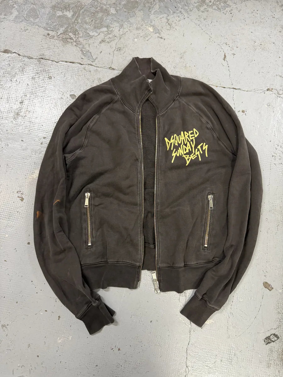 2000s Dsquared2 Sunday  Brown Zip-up Sweater TGmigRP 5