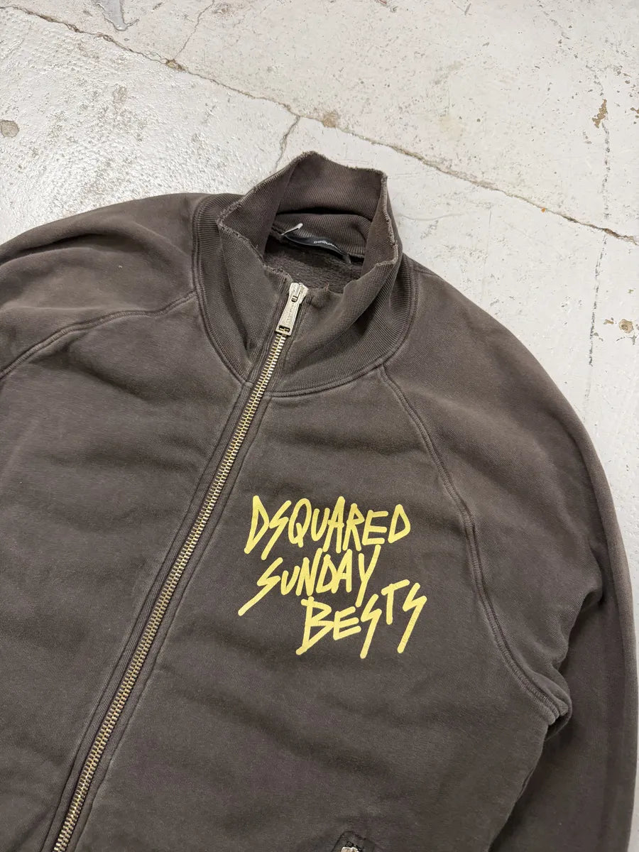 2000s Dsquared2 Sunday  Brown Zip-up Sweater TGmigRP 6