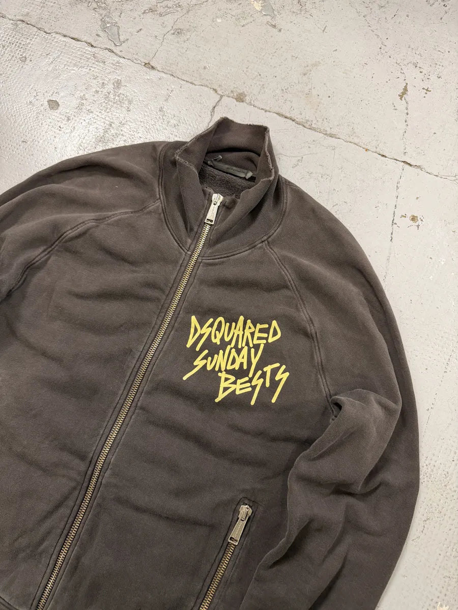 2000s Dsquared2 Sunday  Brown Zip-up Sweater TGmigRP 8