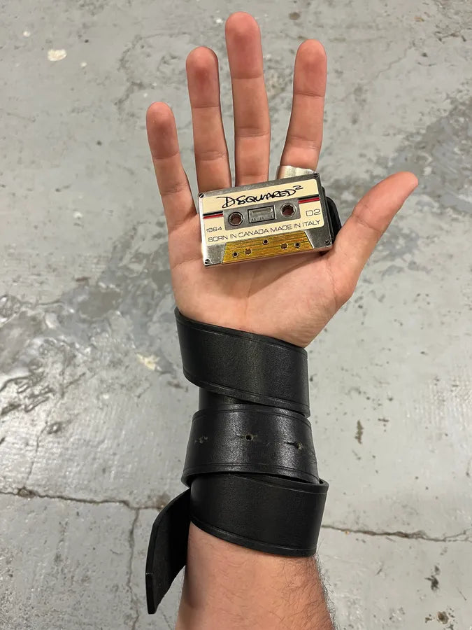 2000s Dsquared2 Tape Buckle Black Leather Belt ybNBFSS 0