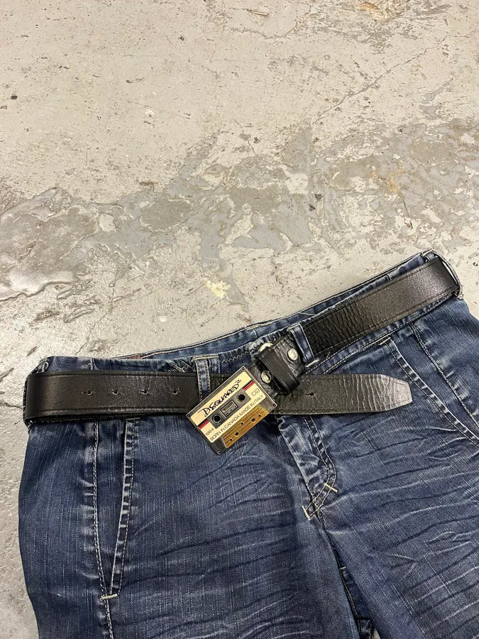 2000s Dsquared2 Tape Buckle Black Leather Belt ybNBFSS 1
