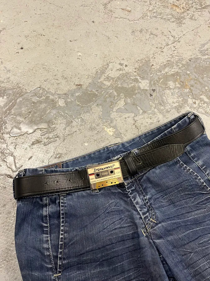 2000s Dsquared2 Tape Buckle Black Leather Belt ybNBFSS 2