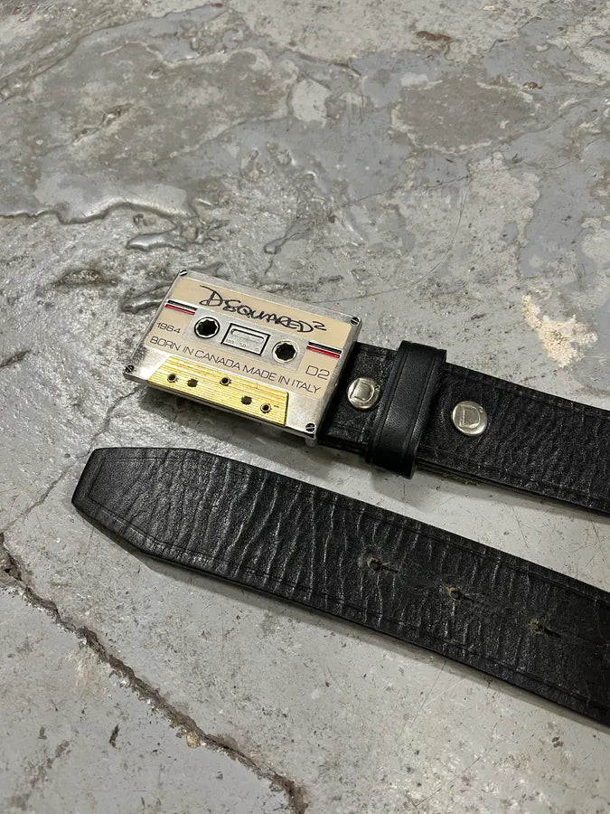 2000s Dsquared2 Tape Buckle Black Leather Belt ybNBFSS 4