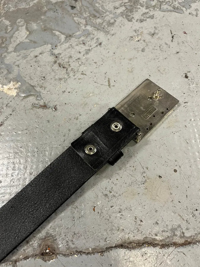 2000s Dsquared2 Tape Buckle Black Leather Belt ybNBFSS 7
