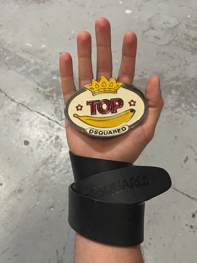 2000s DSquared2 Top Banana Black Leather Belt GUvqLQj 0