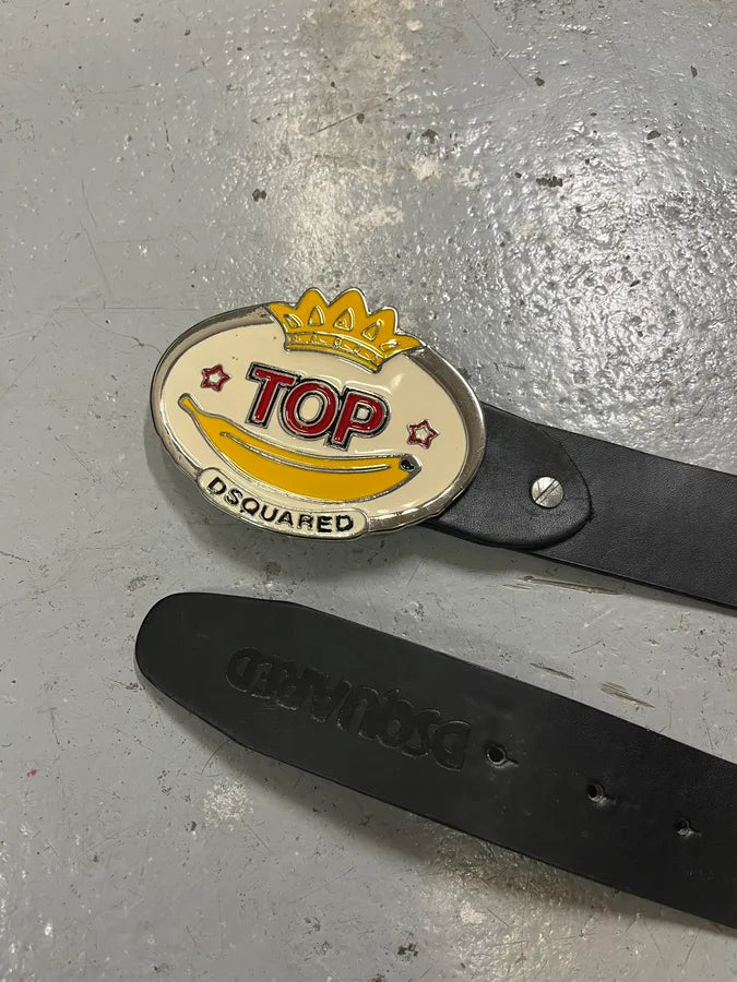 2000s DSquared2 Top Banana Black Leather Belt GUvqLQj 1