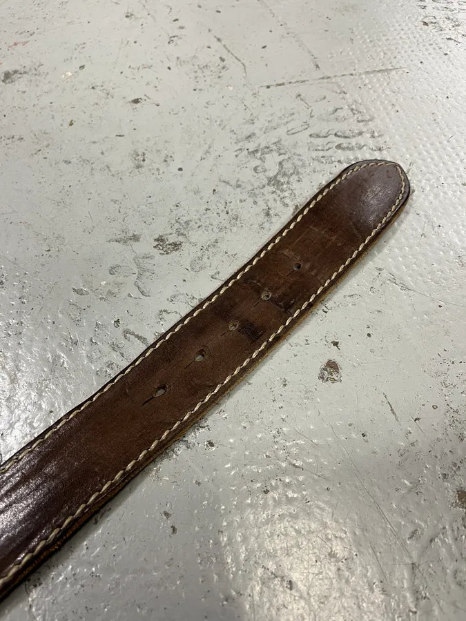 2000s Dsquared2 Trunk Wood Buckle Brown Leather Belt RZUWdSP 5