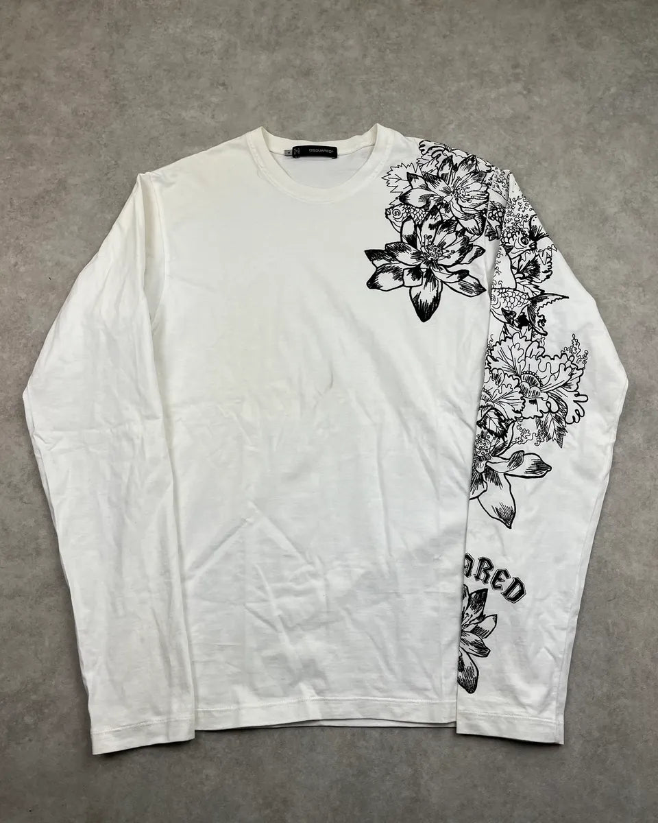 SS2013 Dsquared2 White Botanical Fantasy Floral Longsleeves TPiSJuZ 2