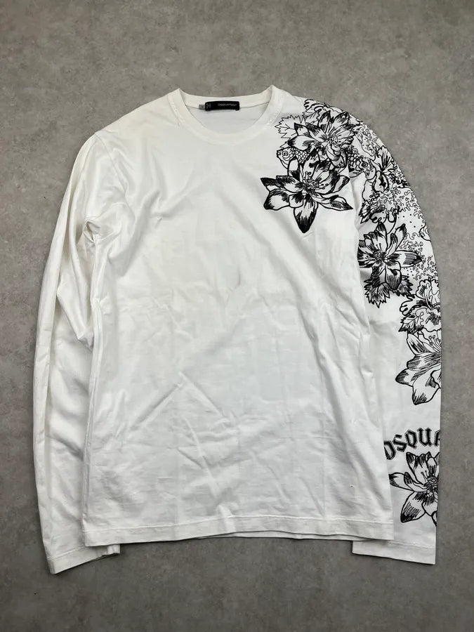 SS2013 Dsquared2 White Botanical Fantasy Floral Longsleeves TPiSJuZ 3