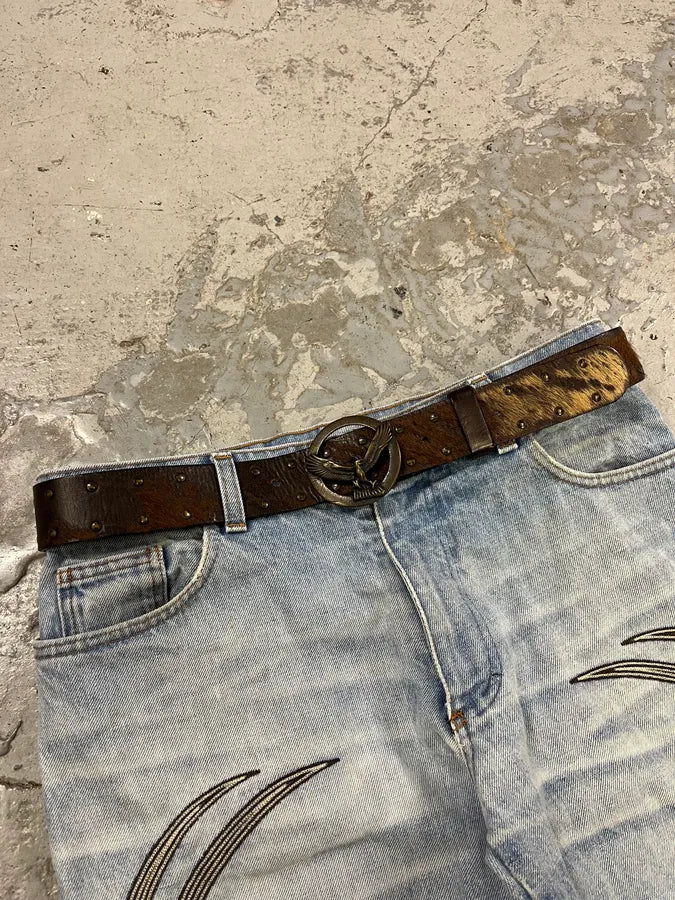 2000s Eagle Royal Archive Brown Pony Hair Leather Belt wPQLspu 1