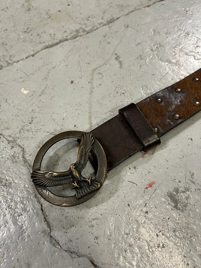 2000s Eagle Royal Archive Brown Pony Hair Leather Belt wPQLspu 4