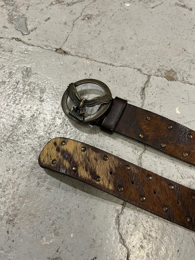 2000s Eagle Royal Archive Brown Pony Hair Leather Belt wPQLspu 5