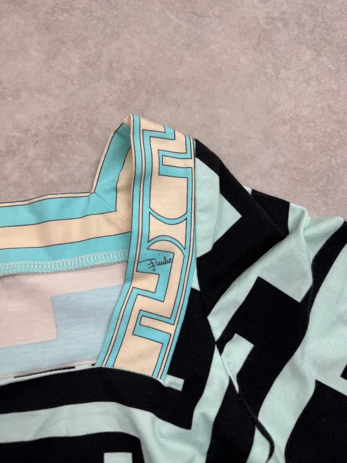 2000s Emilio Pucci Turquoise Cubismo Top  CbFYXog 9