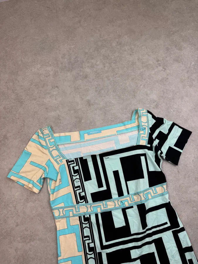 2000s Emilio Pucci Turquoise Cubismo Top  CbFYXog 3