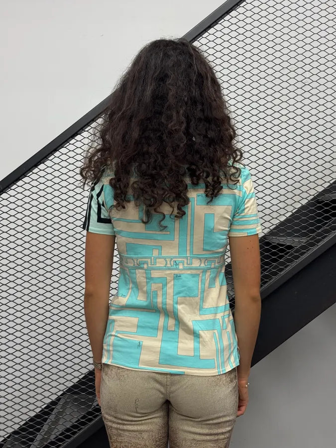 2000s Emilio Pucci Turquoise Cubismo Top  CbFYXog 2