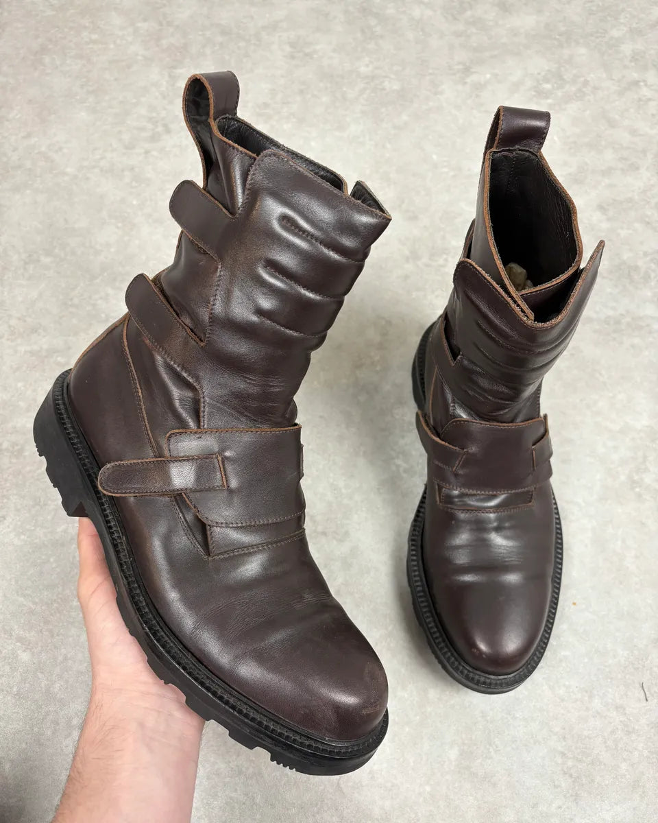 2000s Emporio Armani Pro Biker Brown Leather Boots focHiOG 0