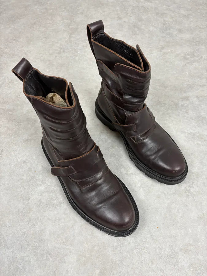 2000s Emporio Armani Pro Biker Brown Leather Boots focHiOG 3