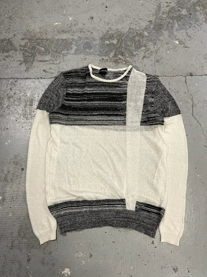 2000s Emporio Armani Abstract Grey Architecture White Sweater gKcezxX 2