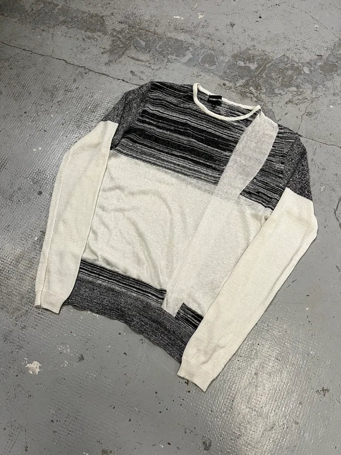 2000s Emporio Armani Abstract Grey Architecture White Sweater gKcezxX 3