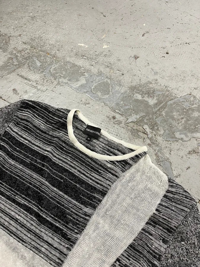 2000s Emporio Armani Abstract Grey Architecture White Sweater gKcezxX 4