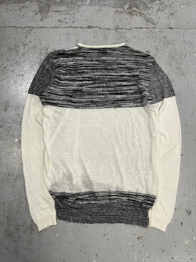 2000s Emporio Armani Abstract Grey Architecture White Sweater gKcezxX 5