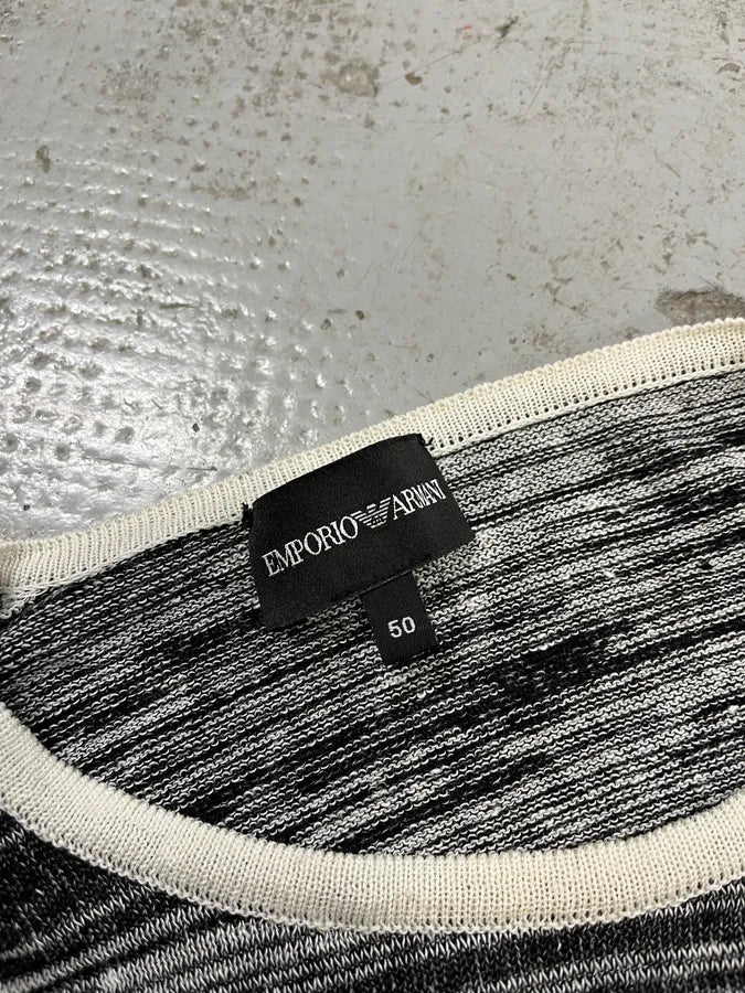 2000s Emporio Armani Abstract Grey Architecture White Sweater gKcezxX 6